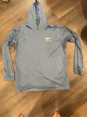 Pelagic Light Blue Hooded Performance Shirt with Lime Logo